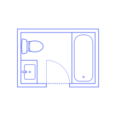 Layouts Bathrooms Full 2 Wall Facing Cad Style Svg Vector, Free Vectors File